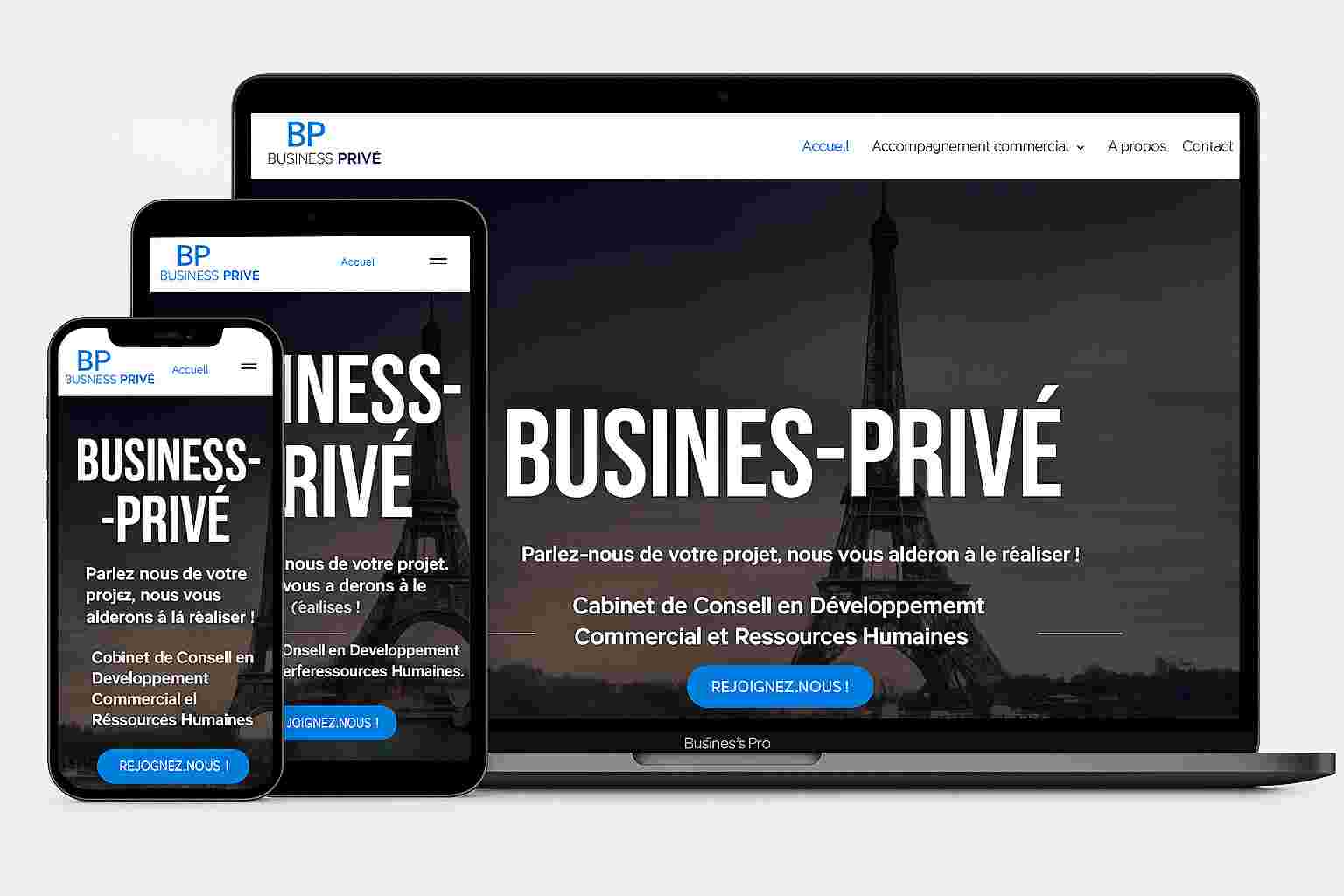 Mockup du site Business-Privé